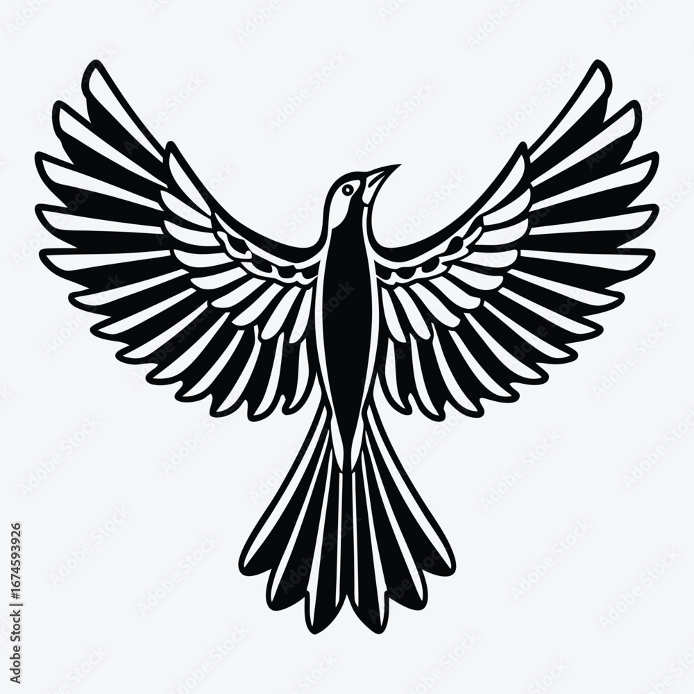 Fototapeta premium Finch line art White background illustration Generative Ai