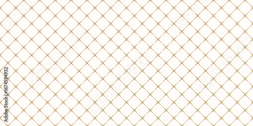 Wallpaper Mural Golden diamond grid seamless pattern. Simple geometric texture with diagonal crossing lines, square lattice, net, mesh, grill. Luxury abstract gold and white minimal background. Repeated modern design Torontodigital.ca
