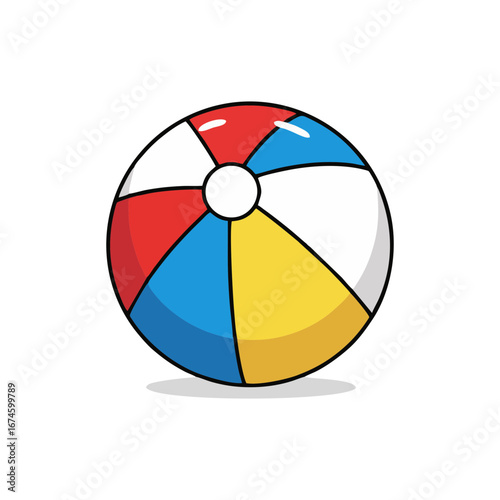 Free Download Inflatable beach ball vector illustration in red, yellow, blue and white colors, flat summer toy design for kids, seaside holiday, and pool party decoration on transparent background - GFXLoad