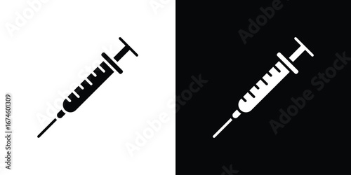 Syringe icon. filled flat sign for mobile concept and web