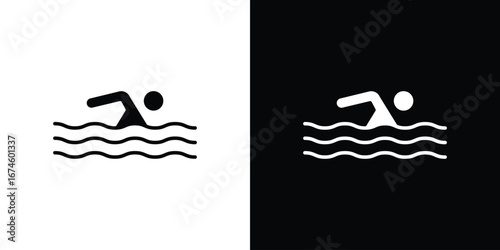 Swimmer icon. filled flat sign for mobile concept and web