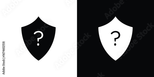 Shield interrogation icon. filled flat sign for mobile concept and web