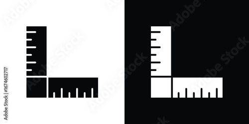 Ruler combined icon. filled flat sign for mobile concept and web