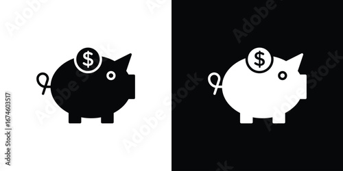 Piggy bank icon. filled flat sign for mobile concept and web