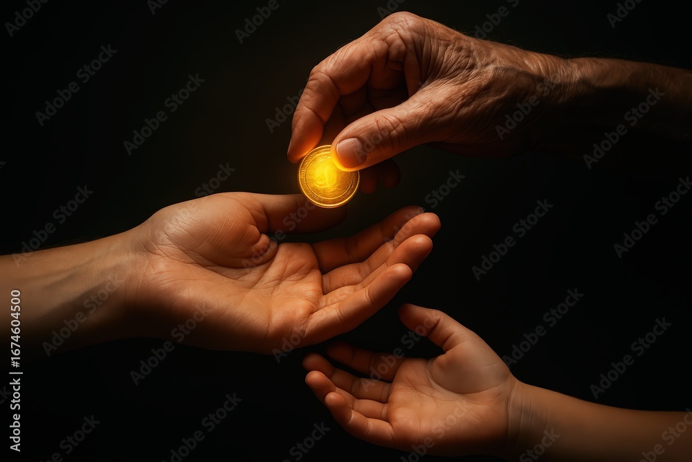 custom made wallpaper toronto digitalGenerational Wealth Concept with Hands Passing Coin