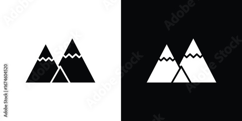 Mountains icon. filled flat sign for mobile concept and web