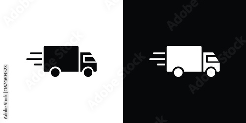 Moving truck icon. filled flat sign for mobile concept and web