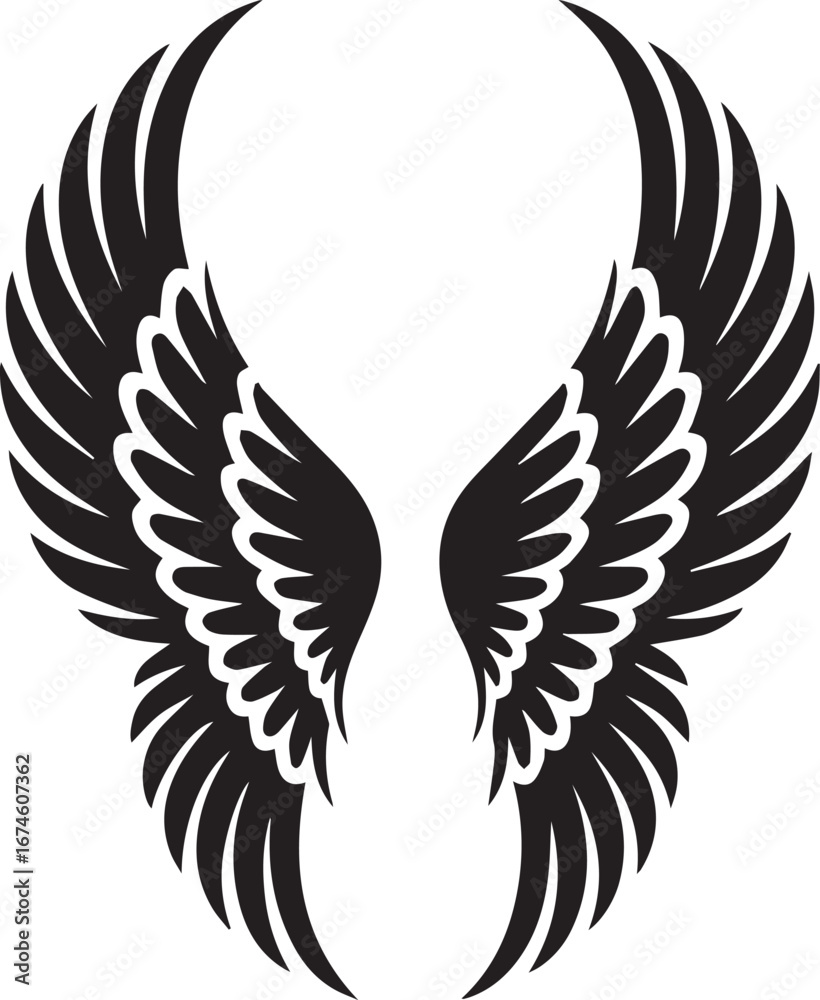Obraz premium wings set silhouette vector minimal on white background