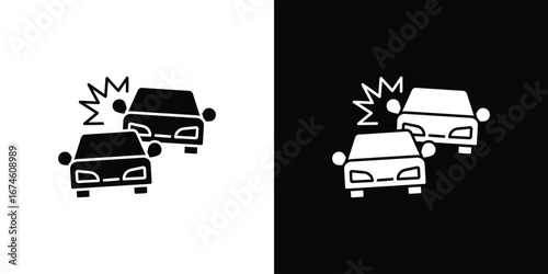 Car crash icon. filled flat sign for mobile concept and web