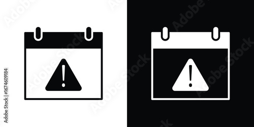 Calendar exclamation icon. filled flat sign for mobile concept and web