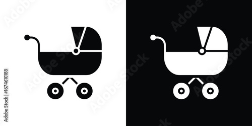 Baby carriage icon. filled flat sign for mobile concept and web