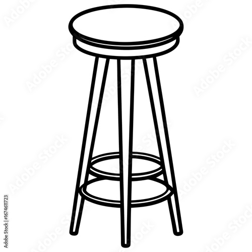 Minimal High Stool Bar Line Art Vector Illustration
