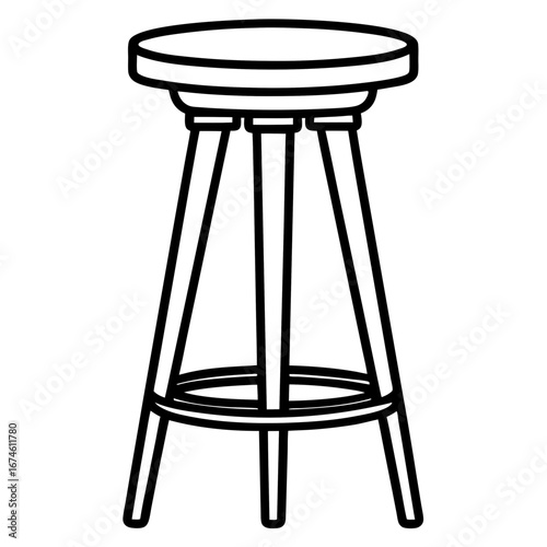 Minimal High Stool Bar Line Art Vector Illustration