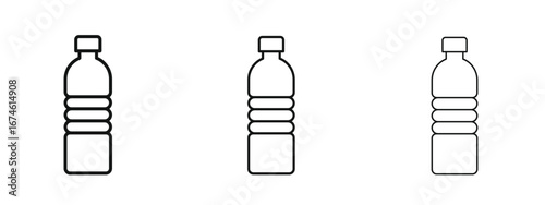 Water bottle icon in linear versions. Editable line