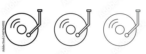 Vinyl icon in linear versions. Editable line