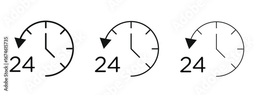 Time twenty four icon in linear versions. Editable line