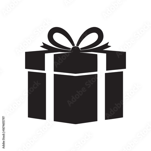Big box gift for the holiday, black silhouette on a transparent background vector drawing