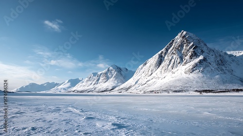 Wallpaper Mural Panoramic Arctic Winter Landscape: Snow Covered Mountains and Frozen Lake. Torontodigital.ca