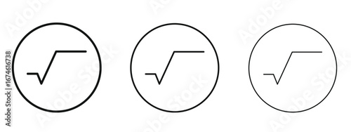 Square root icon in linear versions. Editable line