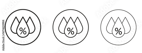 Humidity icon in linear versions. Editable line