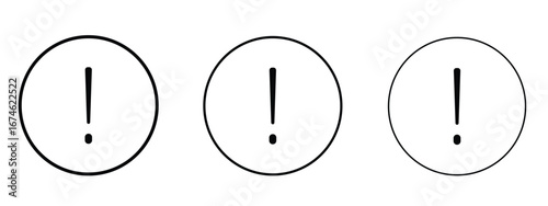 Exclamation interface icon in linear versions. Editable line