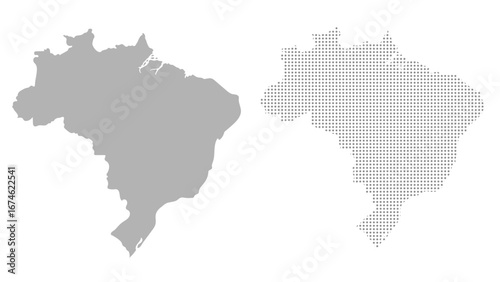 Brazil map silhouette and halftone set.Modern graphic vector illustration.