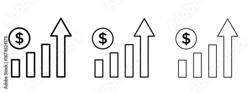 Chat arrow grow icon in linear versions. Editable line