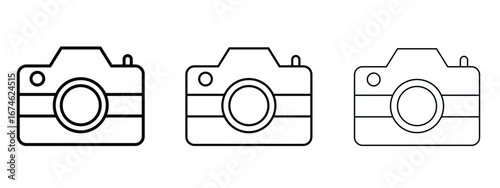 Camera icon in linear versions. Editable line