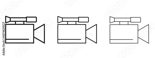 Camcorder icon in linear versions. Editable line