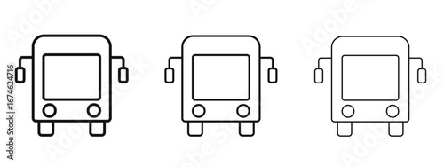 Bus icon in linear versions. Editable line