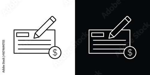 Money check icon logo. symbol vector set.