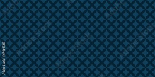 Wallpaper Mural Geometric seamless pattern. Abstract vector dark blue ornament texture with cross shapes, tiles, grid, lattice. Simple elegant background in gothic style with medieval motifs. Repeat design for decor Torontodigital.ca