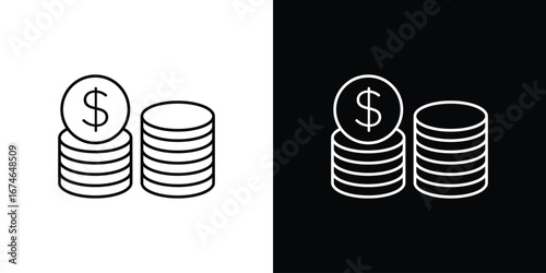 Coins icon logo. symbol vector set.