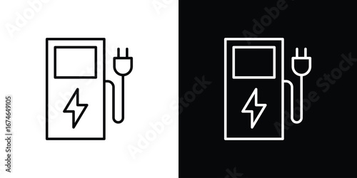 Charging station icon logo. symbol vector set.