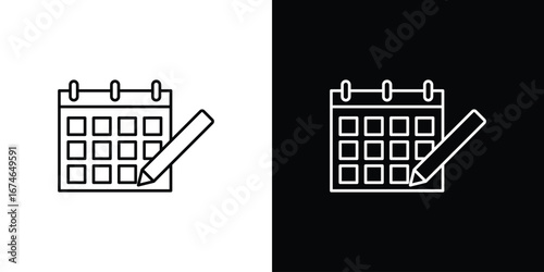 Calendar pen icon logo. symbol vector set.