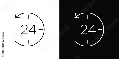 24 Hrs icon logo. symbol vector set.