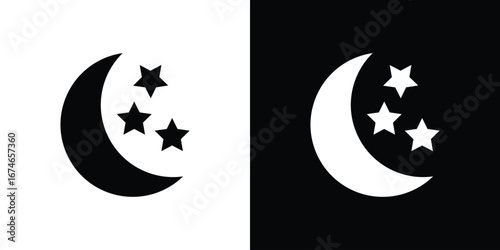 Moon stars icon. filled flat sign for mobile concept and web