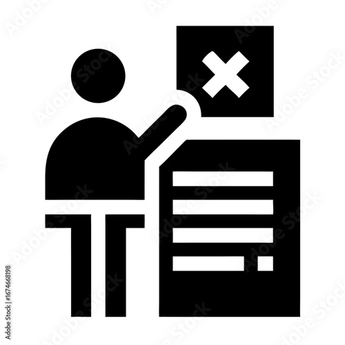 Person affirming truth with an oath in minimalist black icon style