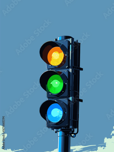 vector traffic light anime style