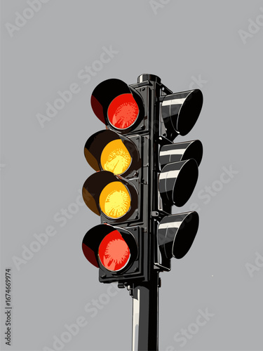 vector traffic light anime style