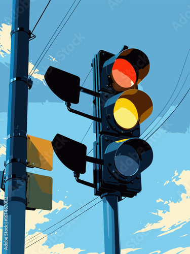 vector traffic light anime style