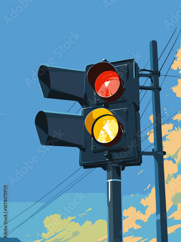 vector traffic light anime style
