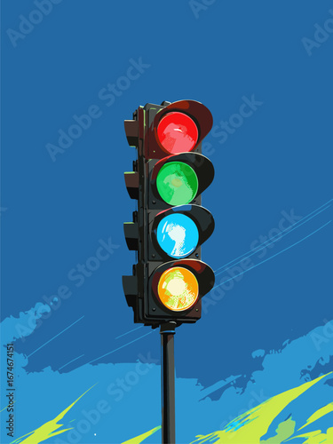 vector traffic light anime style