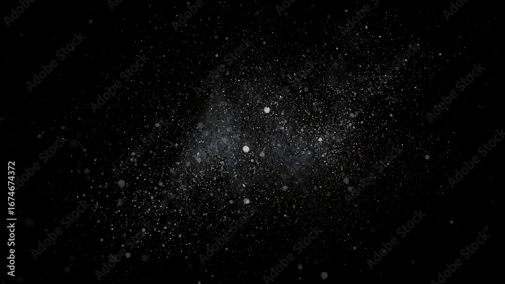 Fototapeta premium Cosmic Particle Field with Dense Star Cluster on Dark Background