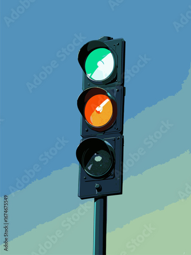 vector traffic light anime style