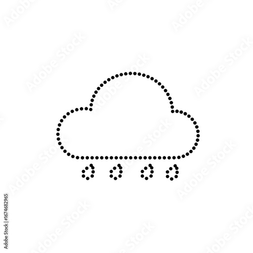 Dotted cloud icon with rain droplets on a transparent background, simple and clear design reflecting weather concepts for graphic design and educational materials