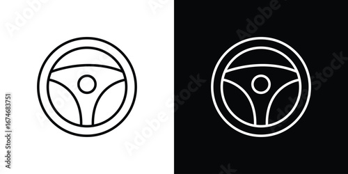 Steering wheel icon. Isolated Line Icon.