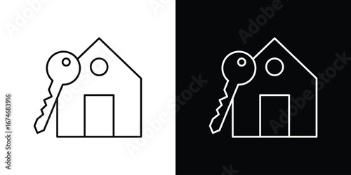 Selling or rent home icon. Isolated Line Icon.