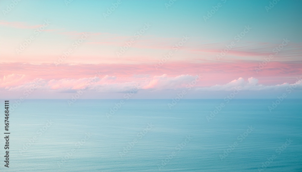 Fototapeta premium a serene pastel horizon blending soft pink and mint green in an ethereal atmosphere of calmness
