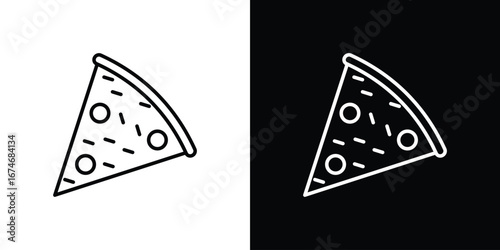Pizza slice icon. Isolated Line Icon.